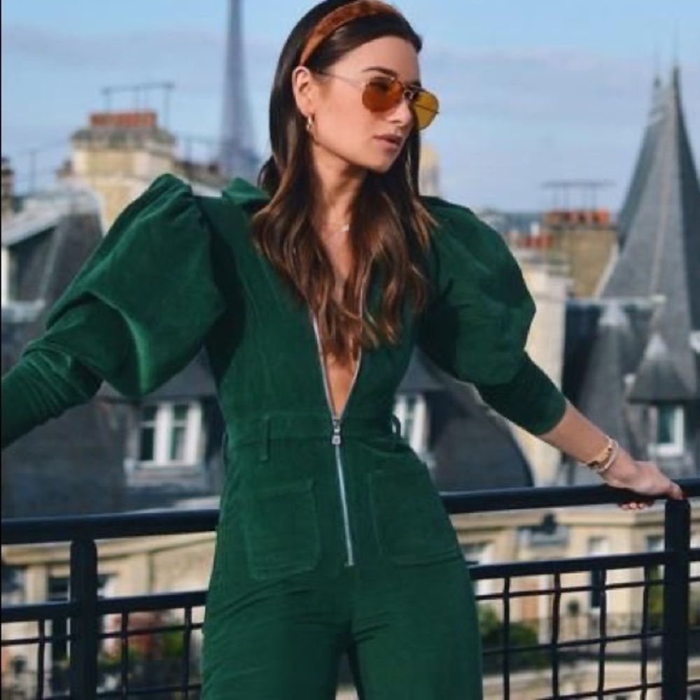 Second Skin Green Corduroy Jumpsuit